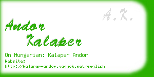 andor kalaper business card